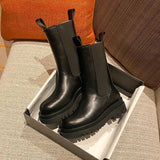 Breakj New 2024 Autumn And Winter Platform Chelsea Boots Increase The Martin Boots Chimney Women's Boots, British Style Short Boots