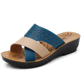 sandals women shoes summer middle-aged mother in the elderly with a soft bottom flat lady antiskid slippers