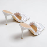 Women Sexy Super High Heel 11cm Weave Design Summer External Wear Large Size 42 Luxury Prom Lady Pumps Woman