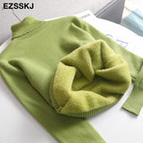 Autumn winter cashmere basic warm Sweater velvet Pullovers Women female fur thick Turtleneck sweater knit Jumpers