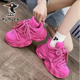 Breakj Broadcast Thick Platform Sports Shoes Female Breathable Net Cloth Dad Shoes Four Seasons Increased Comfortable Student