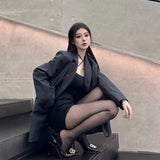 Breakj New Summer Point Drill B Buckle Black High Heels Sexy Back Empty With Fine Heel Sandals