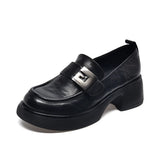 Shoes Women's 2024 Autumn Round Head Waterproof Platform Muffins With One Foot On Love Shoes, Small Leather Shoes, Single