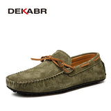 Casual Men Genuine Leather Shoes Summer Breathable Green Men's Loafers Leather Shoes Sapato Masculino Zapatos