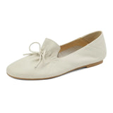 Loafers Women Slip-On Flats Real Leather Ladies White Mules Pleated Daily Driving Flats Women Basic Moccasins Big Size