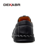 Genuine Leather Shoes For Men's Breathable Trendy Soft Summer Casual Shoes Handmade Brand Moccasins Black Large Size