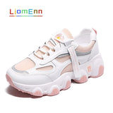 White Chunky Sneakers 2021 Summer Sneaker Platform Breathable Mesh Running Sport Shoes Woman Vulcanized Pink basket
