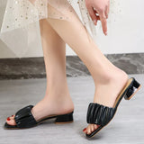 Rhinestone High Heels Soft Leather Pumps Women Shoes Fashion Shallow Slip-On Slipper Peep Toe Sandals Women Party