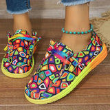 Breakj New Large-Size Lace With Color Low-Top Single Shoes Women Graffiti Lazy Man Canvas Flat-Bottomed Casual Single
