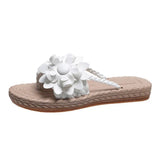 Women's Fashion Trend Flip Flops Slippers Woman Flat Vacation Holiday Braided Floral Pattern Open Toe Sandals Shoes Size
