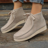 Breakj Size Summer And Autumn New Thick Bottom Short Tube Front Lace-Up Casual Solid Color Martin Boots