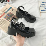 Lolita Shoes Japanese Style Women Soft Leather Heel Shoes 2021 Ladies College Student Black Mary Jane Shoes Goth