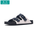 Summer Men Cork Slippers PU Leather Men's Sandals Fashion Flip Flops For Men Black Mule Clogs Slippers Footwear