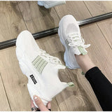 Light Sneakers For Women Casual Knitted Shoes Thick Bottom Ladies Running Shoes Fashion Lace Up Female Vulcanized