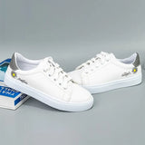 2021 Women Vulcanized Shoes Fashion PU Leather White Shoes Casual Sneakers Woman Lightweight Ladies Flat Shoes Zapatillas