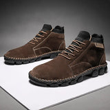 o'clock Street Men's Leather Ankle Boots Stylish Quality Outdoor Shoes for Men Handmade Vintage Casual Flats Lace-up