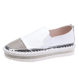 Shining Crystal Plus Size 36-43 Loafers Women Spring Summer 2020 Slip on Platform White Sneakers Shoes Woman Casual
