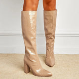 Show The Same Pointed Thick Heel Over The Knee Boots Of The New Winter