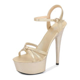 Breakj Knot Show Artifact Model High Heels Heel Sexy Black Waterproof Platform 15Cm Hate Heaven