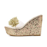 Rhinestone Wedges Sandals Women 2021 New Summer Sexy Trifle Slides Casual Beading Open Toe Female Sandals Platform