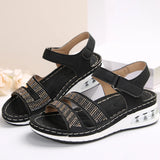 Breakj Female Thick Bottom Slope Sandals Large-Size With A Glide Water Drill Thick Bottom Cushion Sandals
