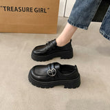 Sole Retro Metal Buckle Small Leather Shoes Female 2024 Spring And Autumn New Fashion With Black Foot Pedal British