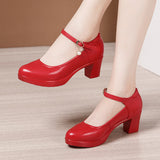 Breakj 6Cm Silver Heeled Show Shoes Thick-Singing Leather Shoes Thick-Soled Model Single-Shoe Large-Size Working