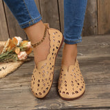 Breakj Large-Size Hollow Carved Flat Sole Single Shoes Round Head Lazy One Foot Pedal Low Help Shallow Boat