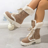 Breakj Hairy Snow Boots 2023 Winter New Retro Thick Bottom Plus Velvet Thick Bottom Mid-Bstole Martin Knight
