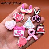 1pcs Pink Style Shoe Charms Dress Scissors Bra Car Glove Shoes Accessories Decoration Fit Croc Jibz Kids Gifts