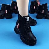 Fashion High Platform Boots Leather High Wedges Ankle Boots Women 2022 New Female Punk Style High Heels Shoes for