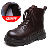 Breakj Leather Retro British Style Martin Boots 2025 Autumn And Winter New Fashion Casual Women's Boots Thick Bottom Increase Short