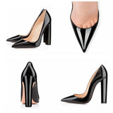 Large Size Classic Pointed High Heels Sexy Leopard Print Lacquered Leather Banquet Party