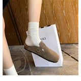 Breakj Yards Real Soft Leather Birken Shoes Women's Bao Head Cork Bottom Of The Raised Half-Slipper Wearing A Foot Pedal