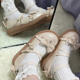 Lolita Shoes Femme Fashion Lace Zapatillas Mujer 2022 spring Heart Patchwork Woman Flats Mix Color Buckle Ladies