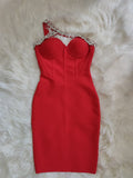 Design-Sensitive Niche Evening Dress Dress Dressing Dress Dress Annual Meeting Presided Over The Oblique Shoulder Nail Bead Heavy