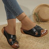 Women Wedge Sandals Premium Orthopedic Open Toe Sandals Vintage Anti-Slip Leather Casual Female Platform Retro