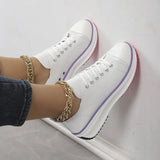 Breakj Casual Single-Shoe Women 2025 Spring And Autumn New Round Head Tie With Thick Bottom Low Help Canvas Single