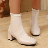 Breakj 2025 New Thick And Short Boots Women's High-Sleet Single Boots French Fashion Casual Models Coarse And Naked