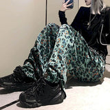 print wide-leg pants women high waist mopping drape feeling 2020 autumn drape autumn thin pants personality