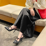 Breakj And Autumn 2025 New Sharp-Colored Silk Satin Light Mouth With Back Air Water Drill High Heel Women's Fine Heel Single