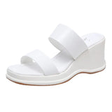 New Korean Version Of Transparent With Waterproof Table Square Head Slippers Women's Slope With Crystal Pvc Beach