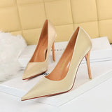 Breakj Sexy Slim Heel Ultra High Heel Silk Satin High Heel Shallow Pointed Heels Women's Singles