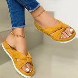 Women Flock Knot Slippers Female Casual Open Toe Slides Ladies Summer Platform Flat Women's Comfortable Shoes Plus
