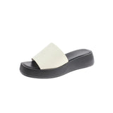 Women Thick Bottom Wedge Heel Outer Wear 2023 Summer New White Fashion Muffin Flat Bottom Solid Color Women's