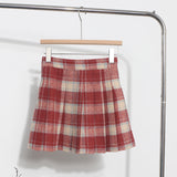 Real Shooting Lattice Folded Skirt Woman 2023 Winter Dress Hair To Prevent Light Half-Dress Skirt High Waist Thin Word Short Skirt