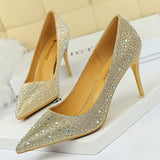 Shoes Rhinestone Woman Pumps Fashion Wedding Shoes Women Basic Pump Stiletto Heels 10cm 7cm Heeled Shoes High
