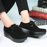 Leather Casual Women Shoes Korean Version of The Four Seasons Shoes Sneakers Women Platform Shoes Lace Up Shoes