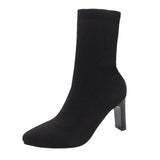 Pointed Sock Boots Fashion Elastic Boots Women's Boots 2024 New Knitted High-Heeled Shoes Women's Boots Thick