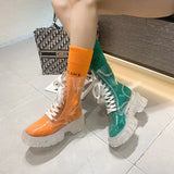 Platform Boots 2021 New Fashion Women Waterproof Ankle Boots Feminine Clear Heel Short Boots Sexy Female Rain